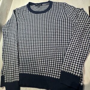 Brooks Brothers Red Fleece Navy Blue White Wool Houndstooth Sweater Women’s XL